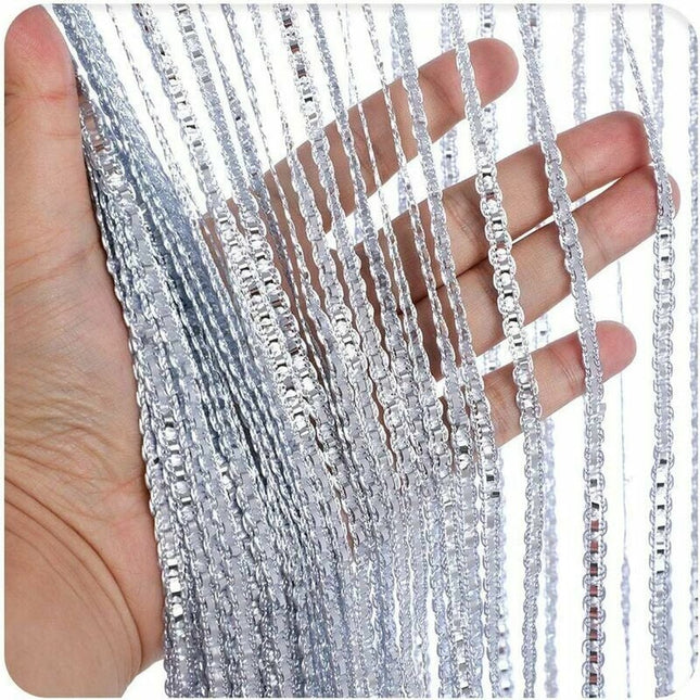 Fly screen curtain - Door curtain - Glitter mosquito net - Anti-fly door curtain - 100 x 200 cm - With silver thread - Polyester - white - Decorative curtain - Mosquito net.