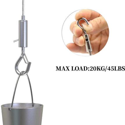 Steel Cable - 3 Pieces - Stainless Steel Single Hook - 2m*1.5mm - Durable - Outdoor and Indoor - Flexible and Durable - For Tent Rope, Clotheslines & Outdoor Lighting.