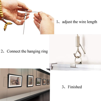Steel Cable - 3 Pieces - Stainless Steel Single Hook - 2m*1.5mm - Durable - Outdoor and Indoor - Flexible and Durable - For Tent Rope, Clotheslines & Outdoor Lighting.
