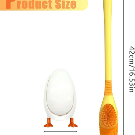 Diving Duck - Toilet Brush - Deep Cleaning - With Rim Cleaner - Made of Silicone - With Holder - For Bathroom or Guest Toilet - Yellow.