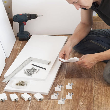 120 Pieces - Wedges - Screw Fastener - Cabinet Installation Kit - Drawer Back Supports - Drawer Repair Kit with Screws - Furniture Drawer Sagging Repair Mend Mending Wedges - Cabinet Shelf Support - Shelf Support - White.