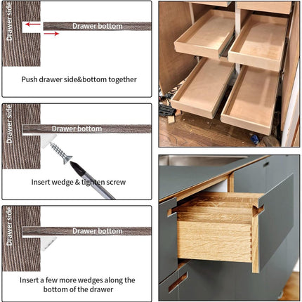 120 Pieces - Wedges - Screw Fastener - Cabinet Installation Kit - Drawer Back Supports - Drawer Repair Kit with Screws - Furniture Drawer Sagging Repair Mend Mending Wedges - Cabinet Shelf Support - Shelf Support - White.