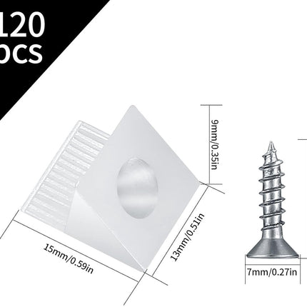 120 Pieces - Wedges - Screw Fastener - Cabinet Installation Kit - Drawer Back Supports - Drawer Repair Kit with Screws - Furniture Drawer Sagging Repair Mend Mending Wedges - Cabinet Shelf Support - Shelf Support - White.