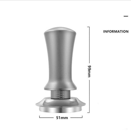 Coffee tamper - Tamper - 51 mm - Coffee press - Espresso tamper - 304 stainless steel - Aluminum handle - Base Ripple - Scale adjustment - For cafes, coffee lovers - Black.