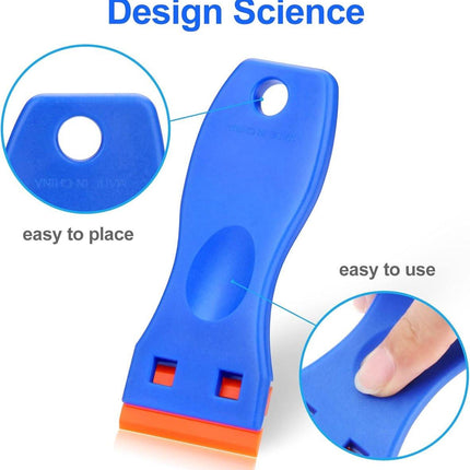 Cleaning Scraper - 4 Pieces (With 100 Blades) - Ceramic Hob Scraper/Car Film Scraper - Glass Scraper - Hob Scraper.
