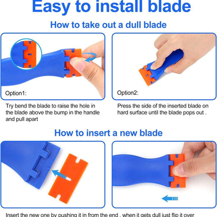 Cleaning Scraper - 4 Pieces (With 100 Blades) - Ceramic Hob Scraper/Car Film Scraper - Glass Scraper - Hob Scraper.