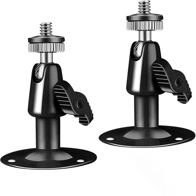 Metal Camera Bracket - 2 pieces - 360° adjustable - Wall mounting - For security cameras - Indoor and outdoor use - With installation accessories - Black.