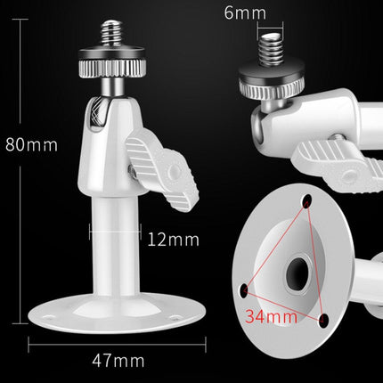 Metal Camera Bracket - 2 pieces - 360° adjustable - Wall mounting - For security cameras - Indoor and outdoor use - With installation accessories - Black.