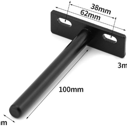 pieces - shelf brackets - 4 inch - shelf bracket - floating shelf support - brackets - floating shelf brackets - wall bracket - T-shape - invisible - for wall mounting hidden wooden shelf - black - iron.