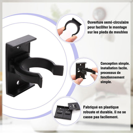 10 pieces - Skirting Clips - Kitchen Plinth Hooks - Kitchen Plinth Clips - for Kitchen Frames Fastening - black - plastic - for cabinet legs with a diameter of 2.6-2.8 cm - for sofa, table, bed, cabinet.