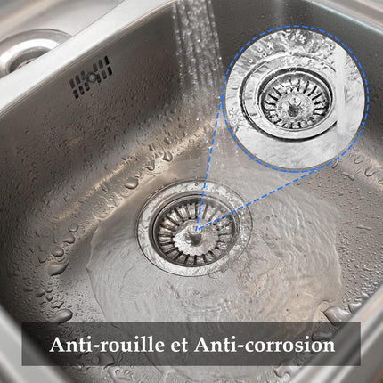 Sink Drain Plug - 2 pieces - Drain stopper - Strainer - 84mm - Stainless steel - Silver.