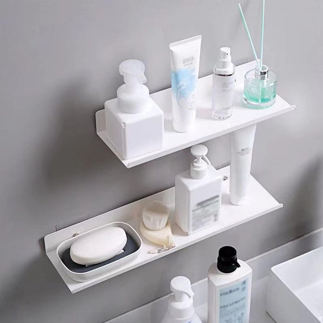 2 pieces - Wall shelf - Shower shelf - shelves - 30CM - carbon steel - white - floating - for bedroom, bathroom, kitchen, living room, office.