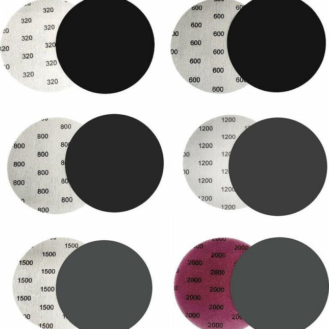 Sandpaper set - 30 pieces - 5 pieces each - Grit 320/600/800/1200/1500/2000 - 75mm - sandpaper for sander - Sanding machine paper - fine sandpaper - for car polishing, metal and wood.
