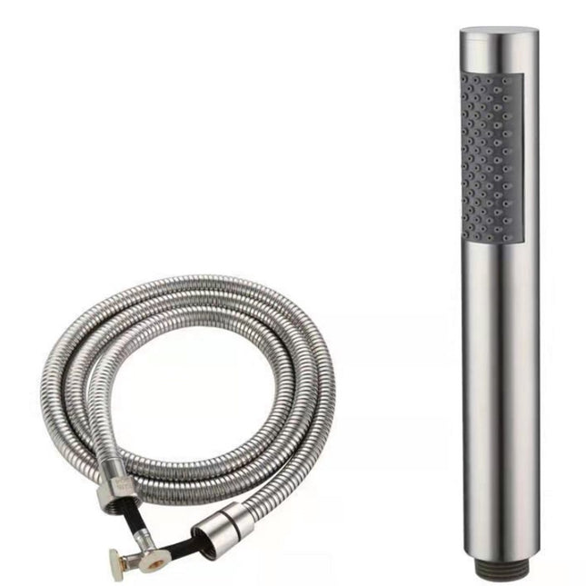 Shower head with 1.5m hose - Hand shower - Universal - Water saving - High pressure - Anti-kink hose - Brushed silver - Stainless steel and ABS - 19*3 cm - 1/2" thread.