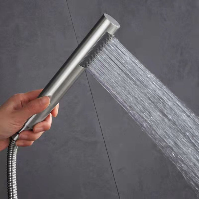 Shower head with 1.5m hose - Hand shower - Universal - Water saving - High pressure - Anti-kink hose - Brushed silver - Stainless steel and ABS - 19*3 cm - 1/2" thread.