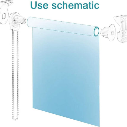 2 set - Roller blind system - roller blind fitting - bead chain - Curtain parts - window decoration accessories - roller blind chain - replacement repair kit for roller blinds - for Ø25 MM roller blind tube - with P-clips and screws - White.