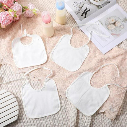Bibs - Pack of 12 - Large Bibs - Cotton - TPU - With Straps - Waterproof - Baby Bibs for Drool - Drool Cloths for Babies and Children - Suitable for Feeding, Wiping Away Drool and Protecting Clothing - 22 X 18 cm - White.