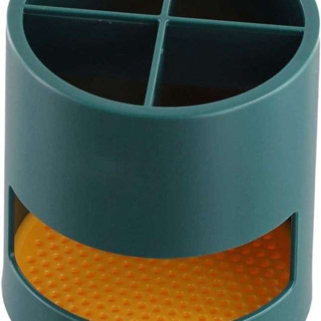 Toothbrush Holder - Bathroom Storage Box - Plastic - Electric Toothbrush Holder - Toothbrush Organizer - 4 Sorting Compartments - With Drip Tray - Multifunctional Desk Shelf - Suitable for Bathrooms, Kitchens and Offices - 10*10*11cm - Green.