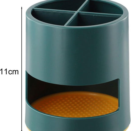 Toothbrush Holder - Bathroom Storage Box - Plastic - Electric Toothbrush Holder - Toothbrush Organizer - 4 Sorting Compartments - With Drip Tray - Multifunctional Desk Shelf - Suitable for Bathrooms, Kitchens and Offices - 10*10*11cm - Green.