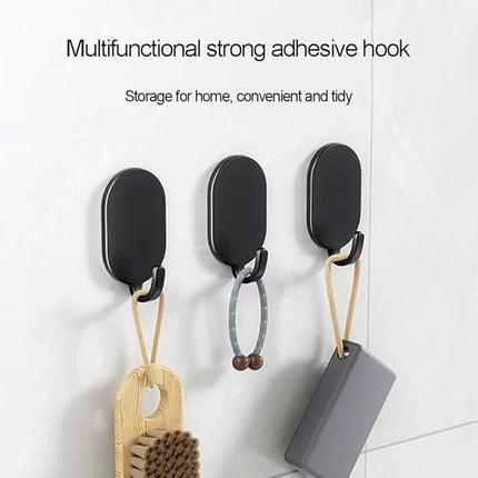 Set of 10 - Self-adhesive hooks - Adhesive hook - Adhesive hooks - Towel hook - robust - for bathroom-kitchen-living room - 50*32*20mm - carbon steel - black.
