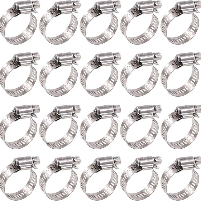 20 pieces - Hose clamp set - hose clamps - 10-16 mm - Clamp set for the garden hose, drain hose or shower hose - silver - stainless steel.