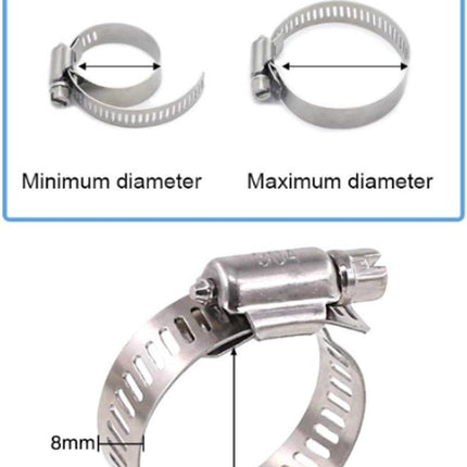 20 pieces - Hose clamp set - hose clamps - 10-16 mm - Clamp set for the garden hose, drain hose or shower hose - silver - stainless steel.