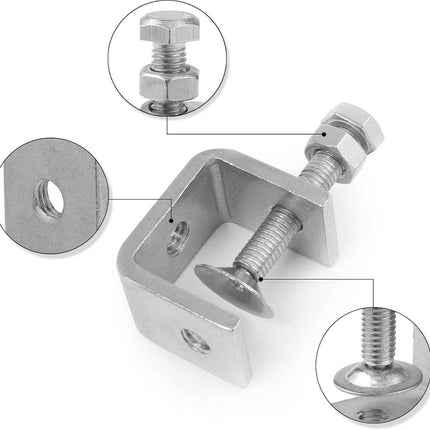 C-Clamps - Pack of 6 - With M8 Hexagon Bolts - Glue Clamps - Adjustable Clamping Range 0-25 mm - For Woodworking and Welding - Stainless Steel - Silver - 2.4*3.2*5.5 cm.