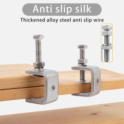 C-Clamps - Pack of 6 - With M8 Hexagon Bolts - Glue Clamps - Adjustable Clamping Range 0-25 mm - For Woodworking and Welding - Stainless Steel - Silver - 2.4*3.2*5.5 cm.
