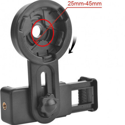 Smartphone Holder - Mobile Phone Adapter Mount - Smartphone Photography Accessory - Phone Camera Lens Set - Clip-On Design - for spotter's/binoculars/telescope with Ø 2.5 - 4.5cm.