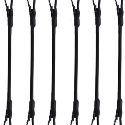 pieces - Elastic with carabiner - Rope Length 30 CM - black - Rope Diameter 6MM - Polypropylene yarn + latex silk - For securing sails, luggage, tents and bicycles.