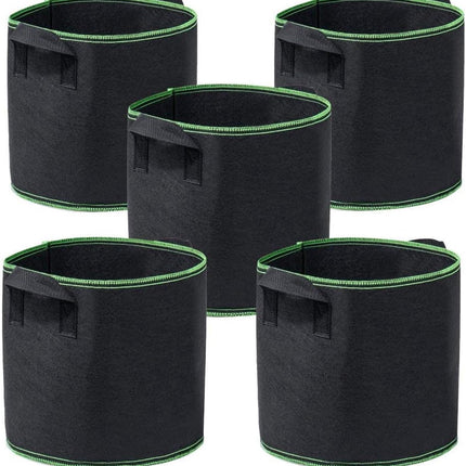 5 pieces - Plant growing bag - Grow bag - 10 Gallon - Grow pot - Plant bag - Sustainable - Reusable - Plant basket - Flowers - 40x30 CM - Black - non-woven fabric.