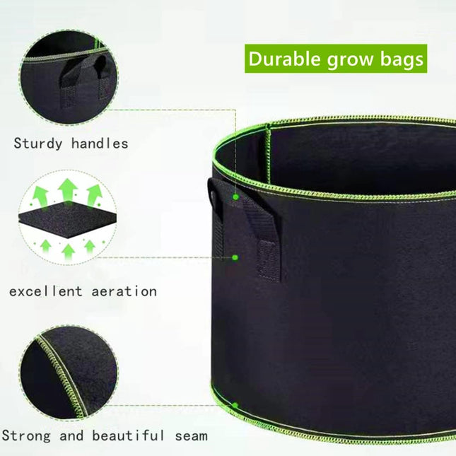 5 pieces - Plant growing bag - Grow bag - 10 Gallon - Grow pot - Plant bag - Sustainable - Reusable - Plant basket - Flowers - 40x30 CM - Black - non-woven fabric.