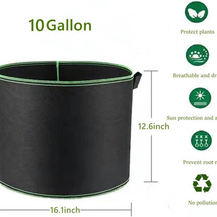 5 pieces - Plant growing bag - Grow bag - 10 Gallon - Grow pot - Plant bag - Sustainable - Reusable - Plant basket - Flowers - 40x30 CM - Black - non-woven fabric.