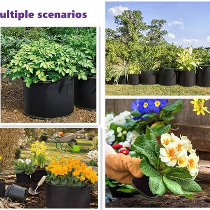 5 pieces - Plant growing bag - Grow bag - 10 Gallon - Grow pot - Plant bag - Sustainable - Reusable - Plant basket - Flowers - 40x30 CM - Black - non-woven fabric.