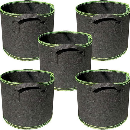 5 pieces - Plant growing bag - Grow bag - 5 Gallon - Grow pot - Plant bag - Sustainable - Reusable - Plant basket - Flowers - 25x30 CM - Black - non-woven fabric.