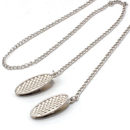 pieces - napkin chain - napkin clips - napkin clips with chain - napkin chain - napkin clips - bib holder adult - napkin clips with cord - 50cm - silver - Metal.