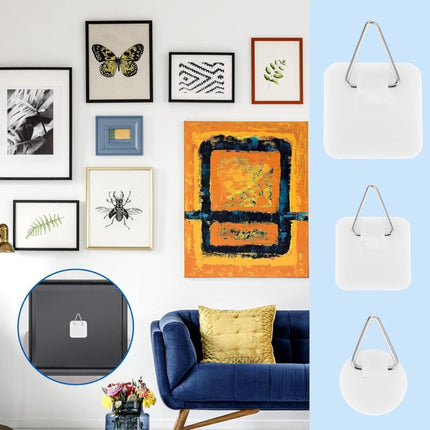 Self-adhesive hooks - Set of 45 - 3 sizes - 5 kg Load capacity - Adhesive hooks - Wall picture hangers - Picture hangers - Picture hanging hooks - For displaying decorative pictures and wall art - White.
