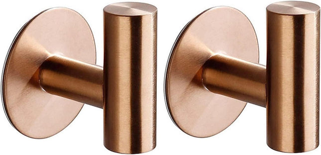 Self-adhesive Round Towel Hooks - 2 pieces - Hooks - 5×6.5×5.2 cm - Stainless Steel - Round Towel Hook - Rose Gold.