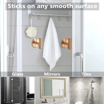 Self-adhesive Round Towel Hooks - 2 pieces - Hooks - 5×6.5×5.2 cm - Stainless Steel - Round Towel Hook - Rose Gold.