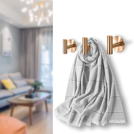 Self-adhesive Round Towel Hooks - 2 pieces - Hooks - 5×6.5×5.2 cm - Stainless Steel - Round Towel Hook - Rose Gold.