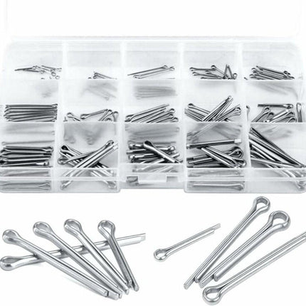 Split pins - 150 pieces - 15 different sizes - stainless steel - silver - for small mechanic repairs.