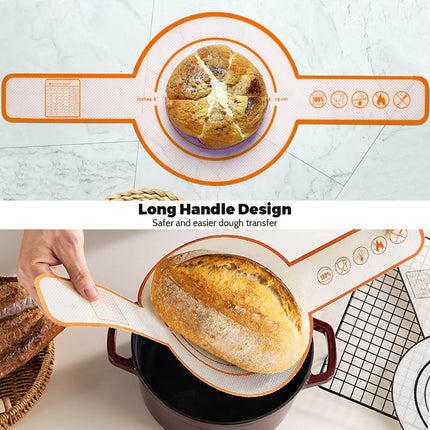 3 Pieces Oven Baking Mat - Bread Sling - Multifunctional - Silicone - Sling Baking Mat with Long Handle - Bread Baking Mat - Reusableh Oven Liner with Long Handles - Suitable for air fryer, oven and microwave - 52.5×21.5×0.07cm.