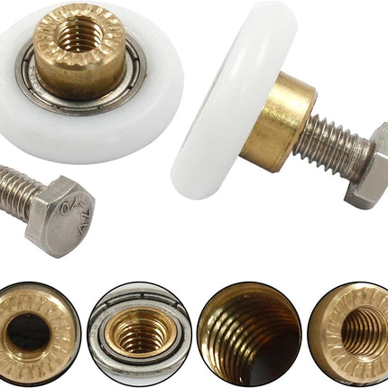 4 pieces - Shower door caster - Shower door wheels - Shower wheels - Sliding door wheels - Shower cabin wheels - diameter 19mm - Replacement parts for bathroom - nylon.