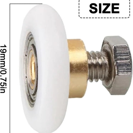 4 pieces - Shower door caster - Shower door wheels - Shower wheels - Sliding door wheels - Shower cabin wheels - diameter 19mm - Replacement parts for bathroom - nylon.