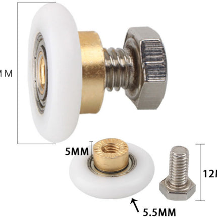 4 pieces - Shower door caster - Shower door wheels - Shower wheels - Sliding door wheels - Shower cabin wheels - diameter 19mm - Replacement parts for bathroom - nylon.