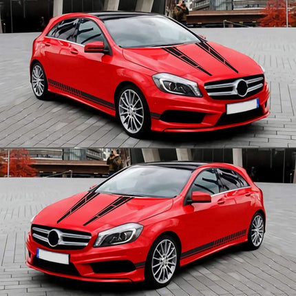 Car sticker - 6 pieces/3 pairs/1 set - Stripe side sticker - Graphic sticker - PET - Black - For car decoration.
