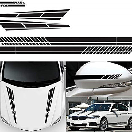 Car sticker - 6 pieces/3 pairs/1 set - Stripe side sticker - Graphic sticker - PET - Black - For car decoration.