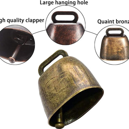 10 Pieces - Cowbell - Cowbells - Decorative Cowbells - Farm - Bell - Grazing Cowbell - Metal Cow Bell Bells - Goat Bell - Animal Gift - Bronze*5+red bronze*5 - Metal - 35*37mm.