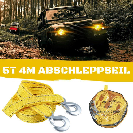 Tow rope Tow strap Tow rope car - 4 m 5000KG - nylon and steel - yellow.