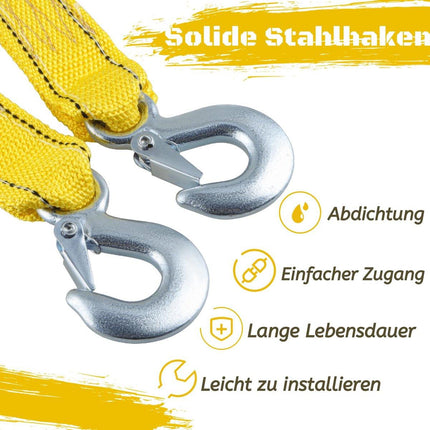 Tow rope Tow strap Tow rope car - 4 m 5000KG - nylon and steel - yellow.